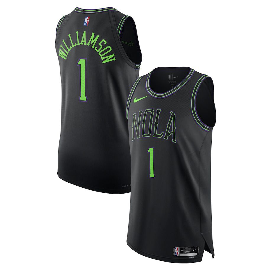 Men New Orleans Pelicans #1 Zion Williamson Nike Black City Edition 2023-24 Authentic NBA Jersey